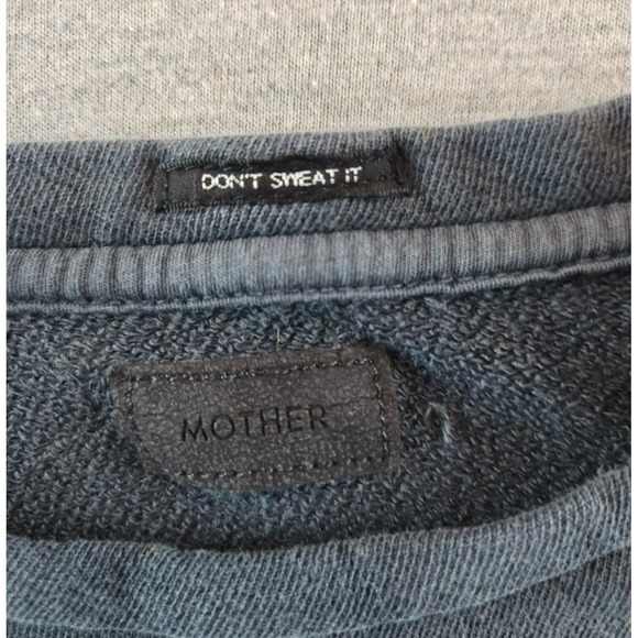 Mother Denim Sweatshirt Womens XS Blue Matchbox Dye Young American French Terry - Picture 3 of 9